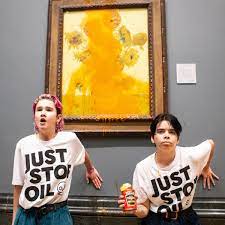 Climate Change Activists Throw Food at Paintings