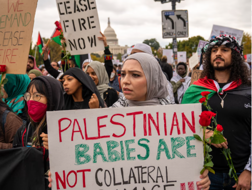 Thousands of Americans Protesting for Permanent Ceasefire in Gaza. Photo Courtesy of The Atlantic.