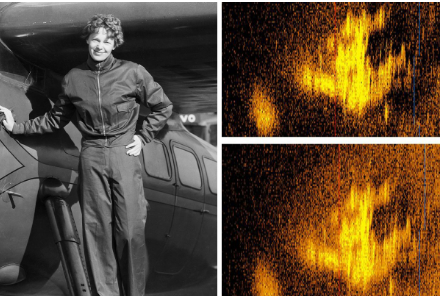 Sonar images of a plane underwater believed to be Amelia Earhart’s. Credit: Getty

