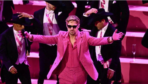 Ryan Gosling during the ‘I’m Just Ken’ performance. Credit: Patrick T. Fallon/AFP