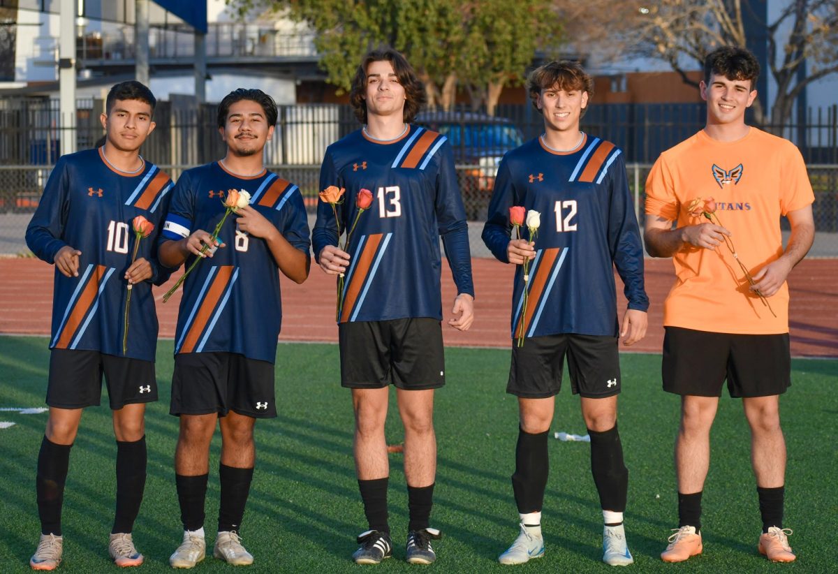 Soccer Seniors (left to right) Sergio Piedraita Jr., Miguel Fierro, Joaquin Almeida, Matt Hornburg, and Jaxson Jenna show off their accolades. Picture courtesy of THS Yearbook.